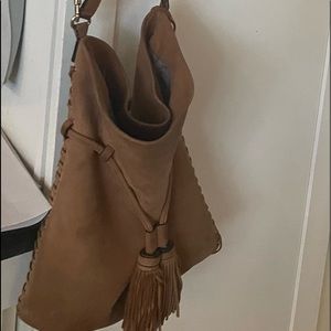 womens bag.  tan seude